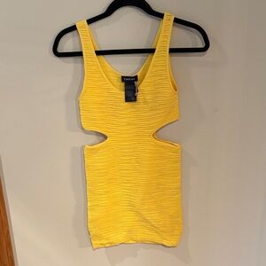Bebe Vibrant Yellow Cutout Tank Top